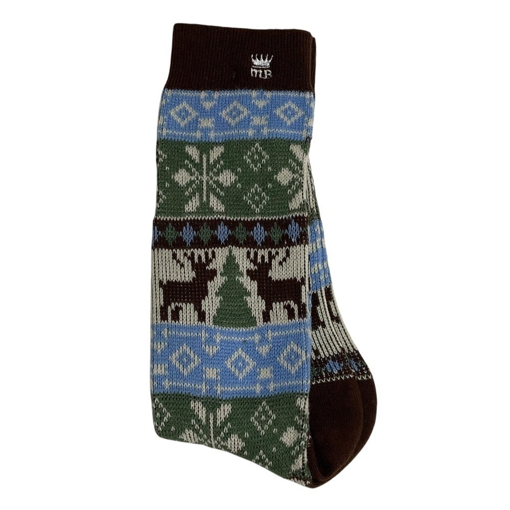 NWOT Deer Forest Cabin Crew Socks 9” Cozy Winter Lodge Nature Core - Picture 1 of 6